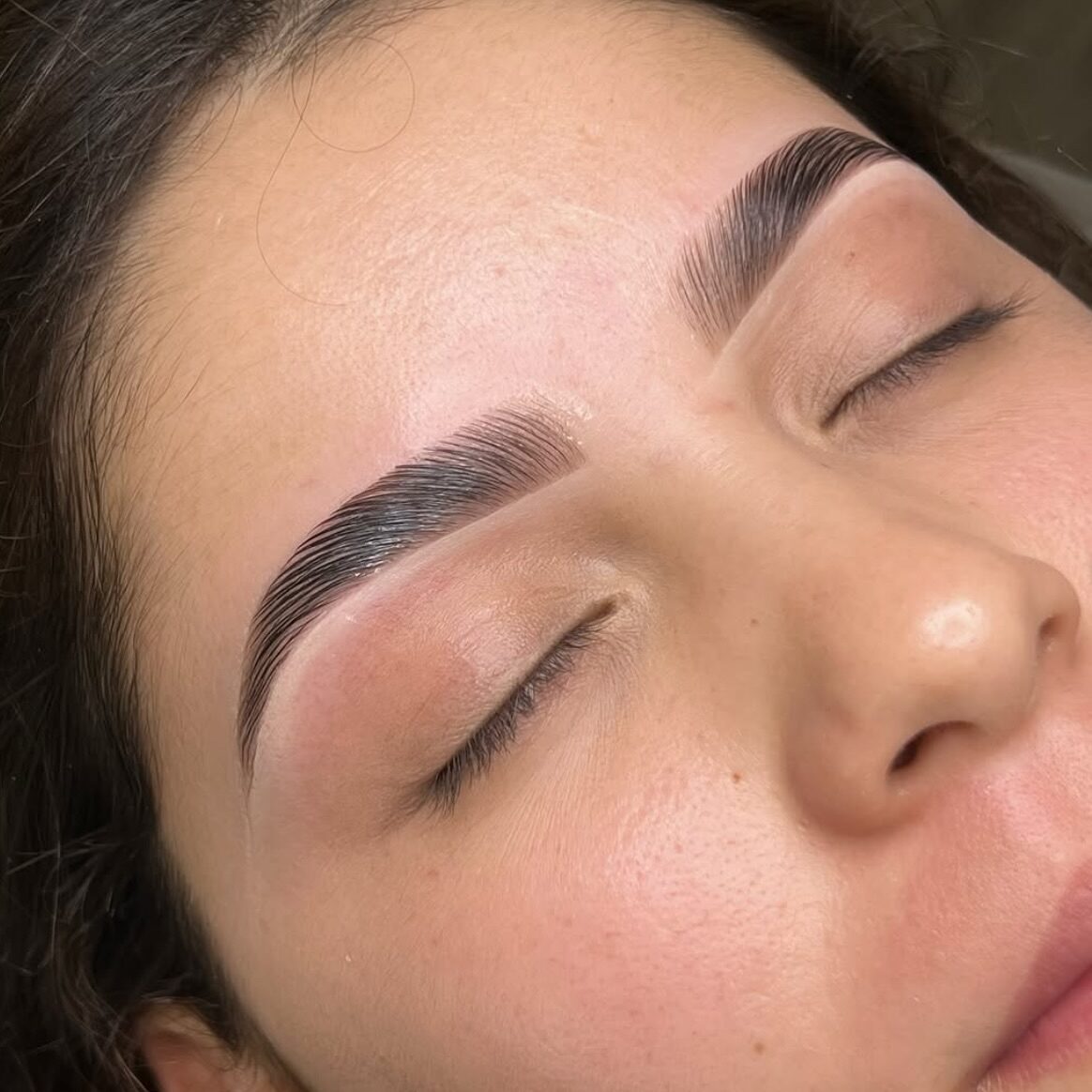 Freshly laminated brows on a client at Urban Brows Edmonton