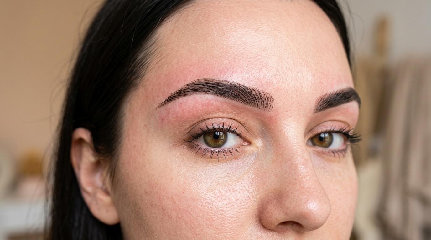 Freshly threaded eyebrows with clean, defined shape