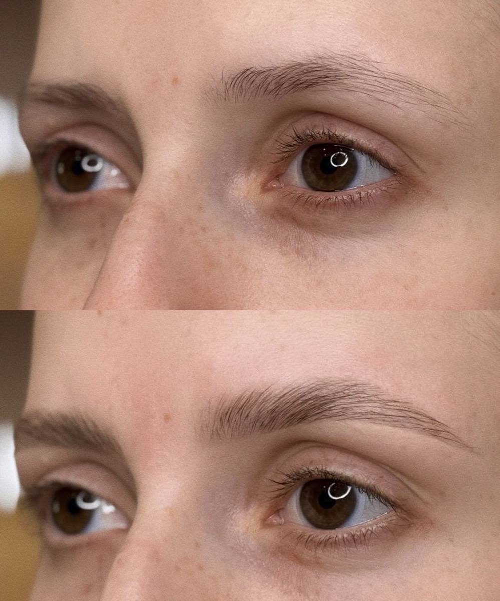Professional brow tint application