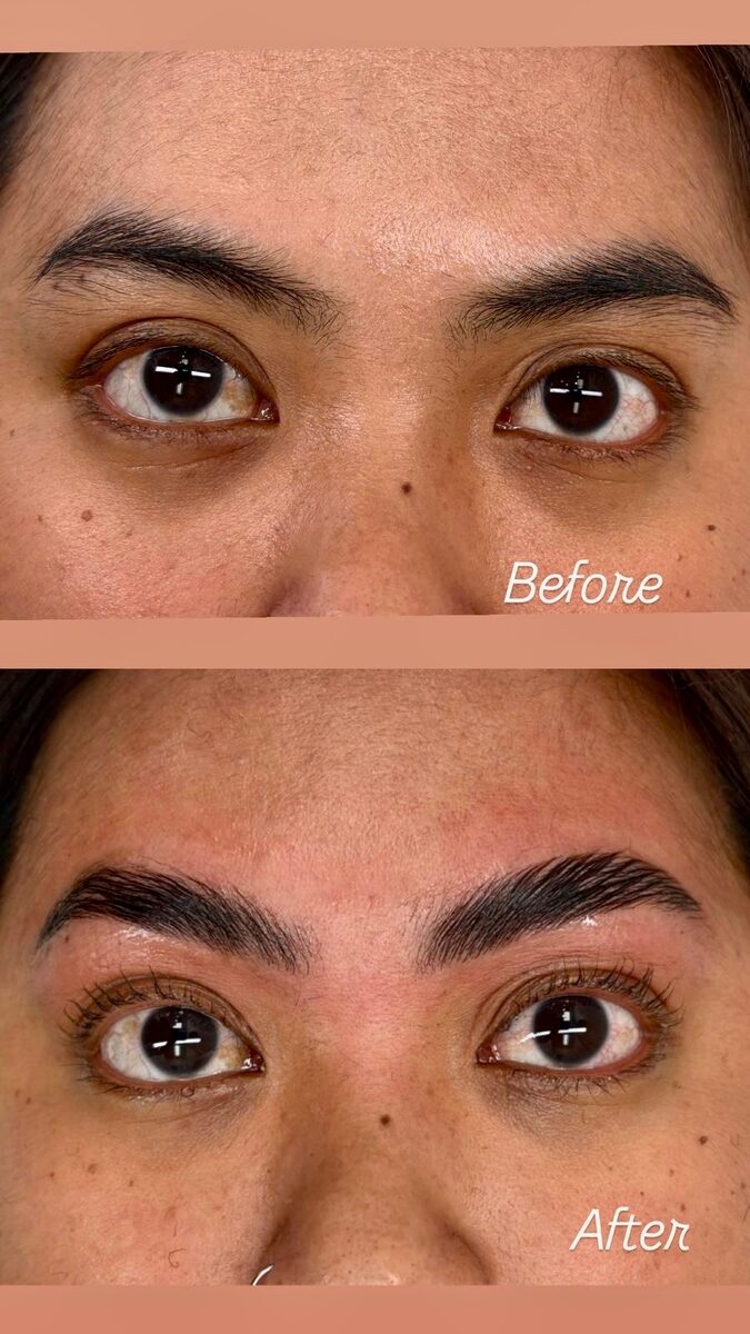 Henna brows before and after on a client at Urban Brows Edmonton
