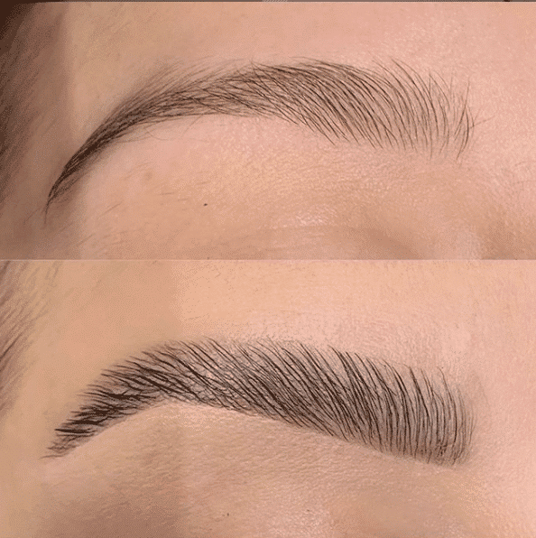 Brow lamination before and after